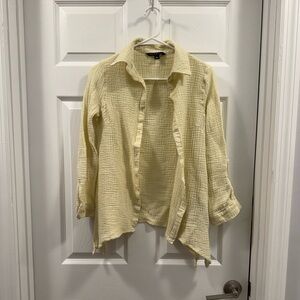 Zac & Rachel women’s pale yellow 100% cotton gauze button down size small